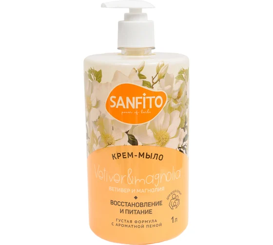 Крем-мыло жидкое Sanfito Ветивер и магнолия 1л