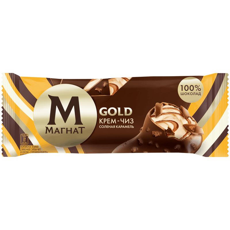 Мороженое Магнат Gold Эскимо сливочное Крем-чиз и соленая карамель 70г