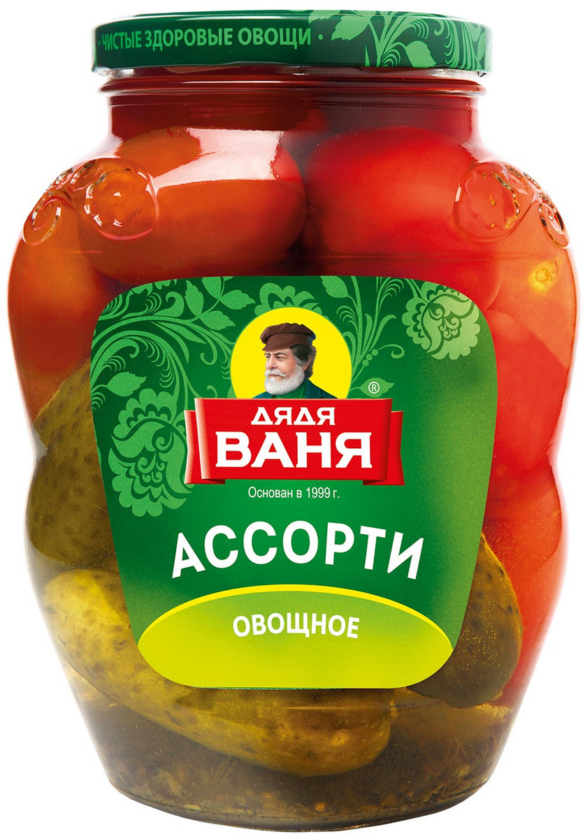 Ассорти овощное маринованное Дядя Ваня Помидоры и огурцы 1.8кг