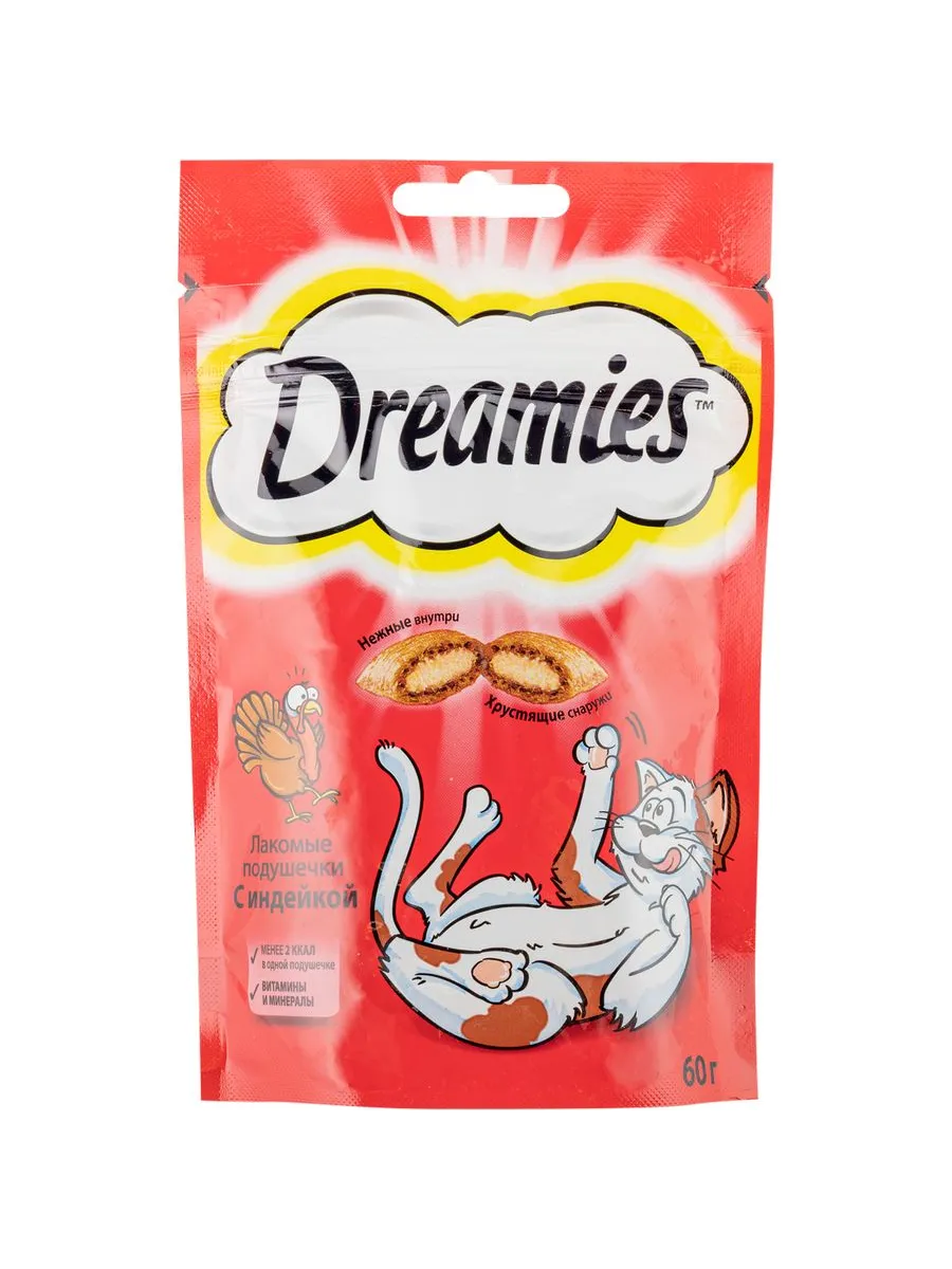 Лакомство Dreamies для взрослых кошек с индейкой 60г