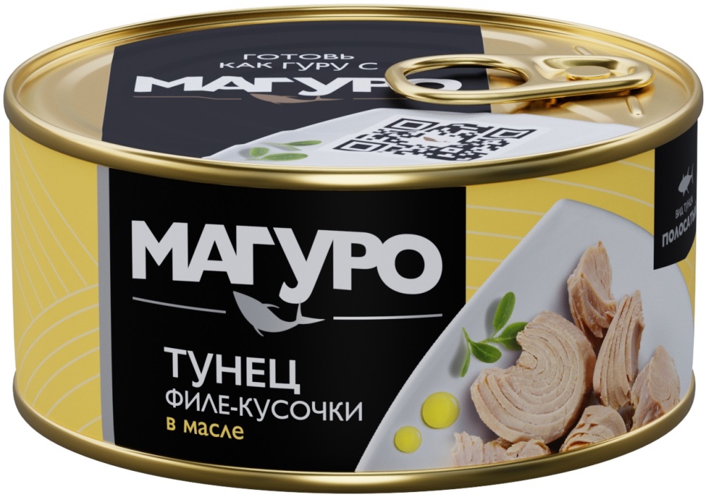 Тунец Магуро полосатый филе-кусочки в масле 170г