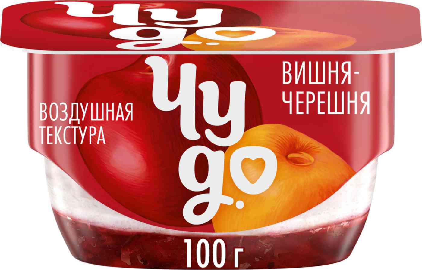 Десерт творожный двухслойный Чудо вишня-черешня 4% 100г