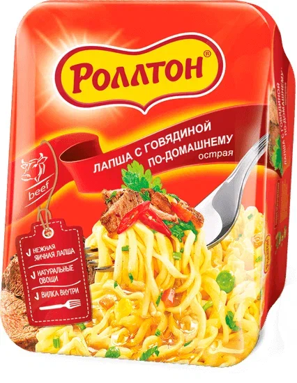 Лапша Роллтон быстрого приготовления с говядиной острая 90г