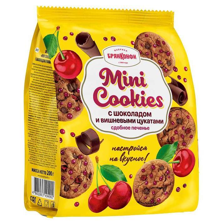 Печенье Mini Cookies с шоколадом и вишневыми цукатами Брянкофи 200г