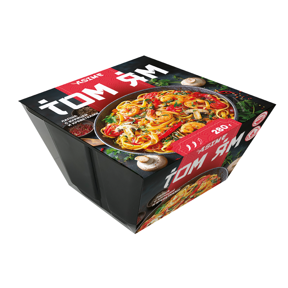 Паста Том ям с курицей и креветками ASIME 280г