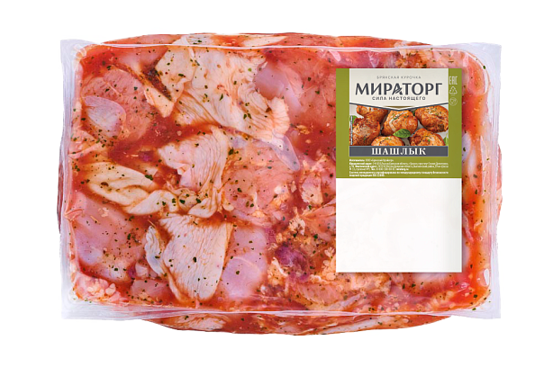 Шашлык из мяса цыпленка-бройлера Мираторг в маринаде замороженный ~2,2кг