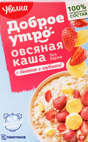 Каша овсяная Увелка с бананом и клубникой 200г