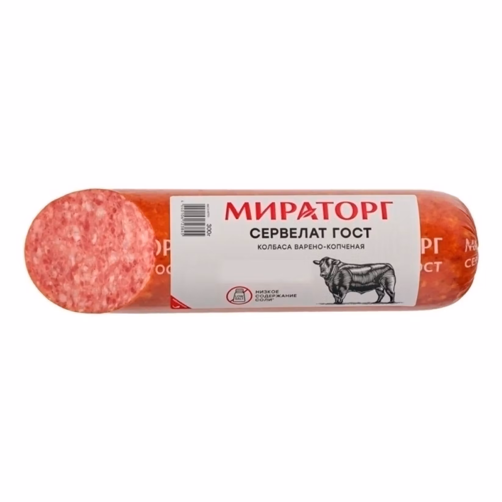 Колбаса варено-копченая Мираторг Сервелат ГОСТ 300г