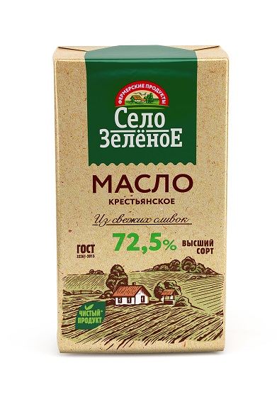 Масло сливочное Село Зеленое Крестьянское 72,5% 175гр 