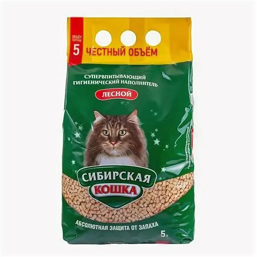 Наполнитель Сибирская Кошка Лесной древесный 5л 