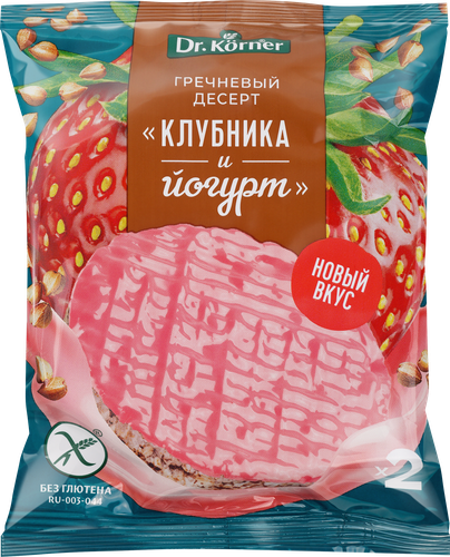 Десерт гречневый DR KORNER Клубника и йогурт 34г