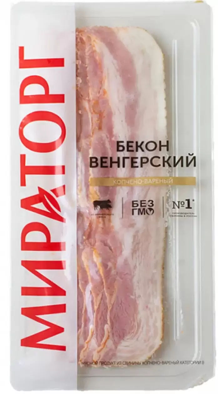 Бекон копчено-вареный Мираторг Венгерский нарезка 200г
