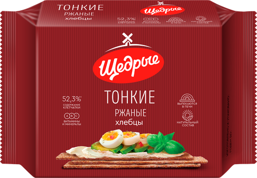 Хлебцы ржаные ЩЕДРЫЕ тонкие 170г