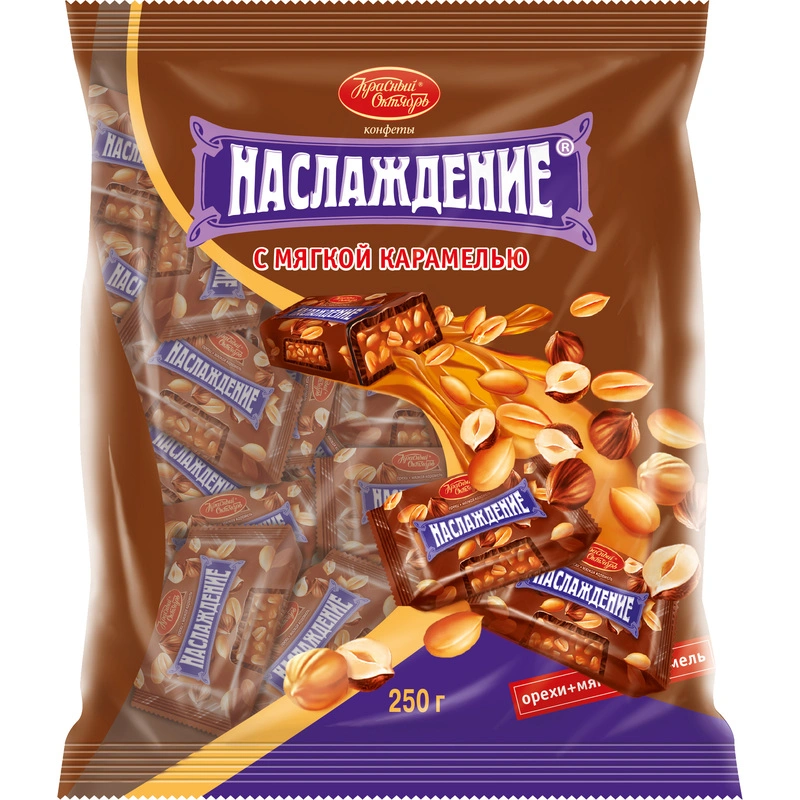 Конфеты шоколадные Наслаждение с мягкой карамелью Красный Октябрь 250г