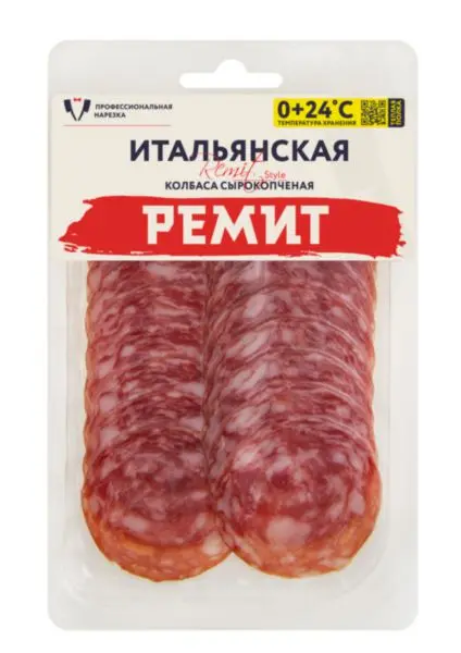 Колбаса нарезка сырокопчёная Ремит Итальянская 70г