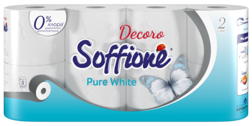 Туалетная бумага Soffione Pure 2 слоя 8шт