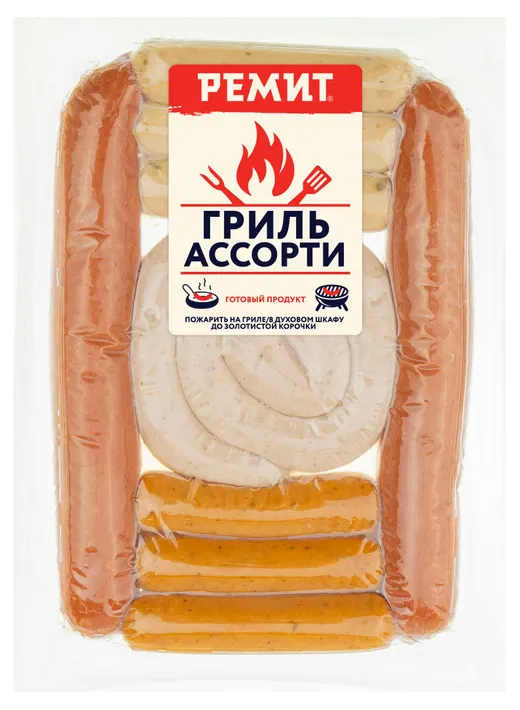 Ассорти Колбаски гриль РЕМИТ для жарки и гриля 370г