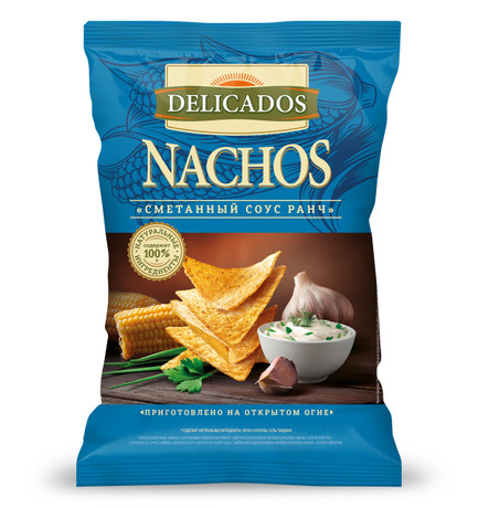 Чипсы кукурузные Delicados Начос Сметанный соус Ранч 150г
