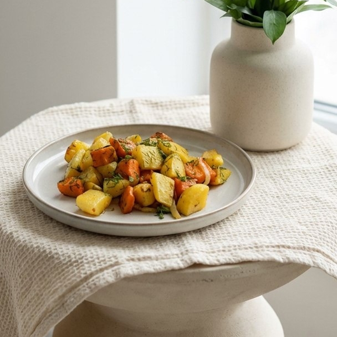 Запеченный картофель с овощами