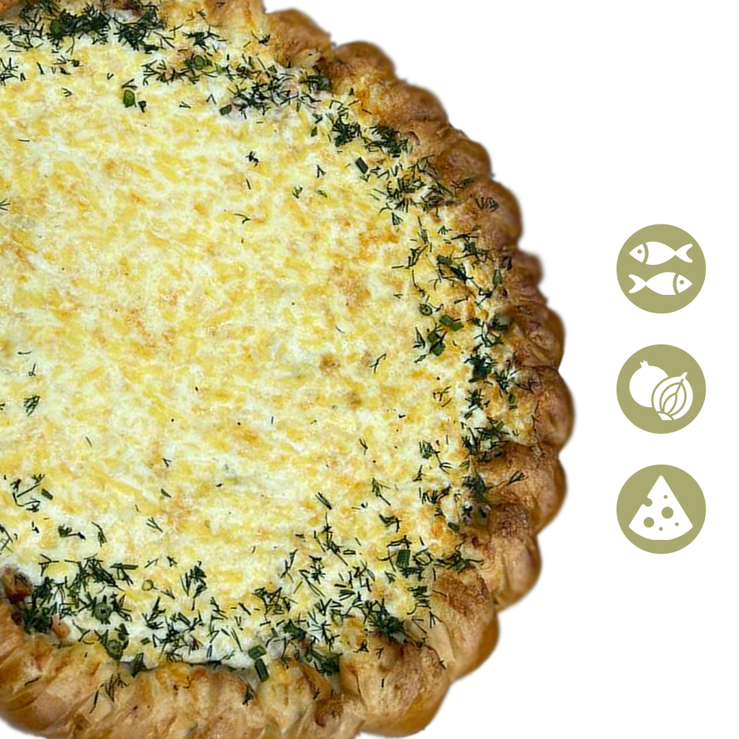 Пирог горбуша под сыром (открытый)