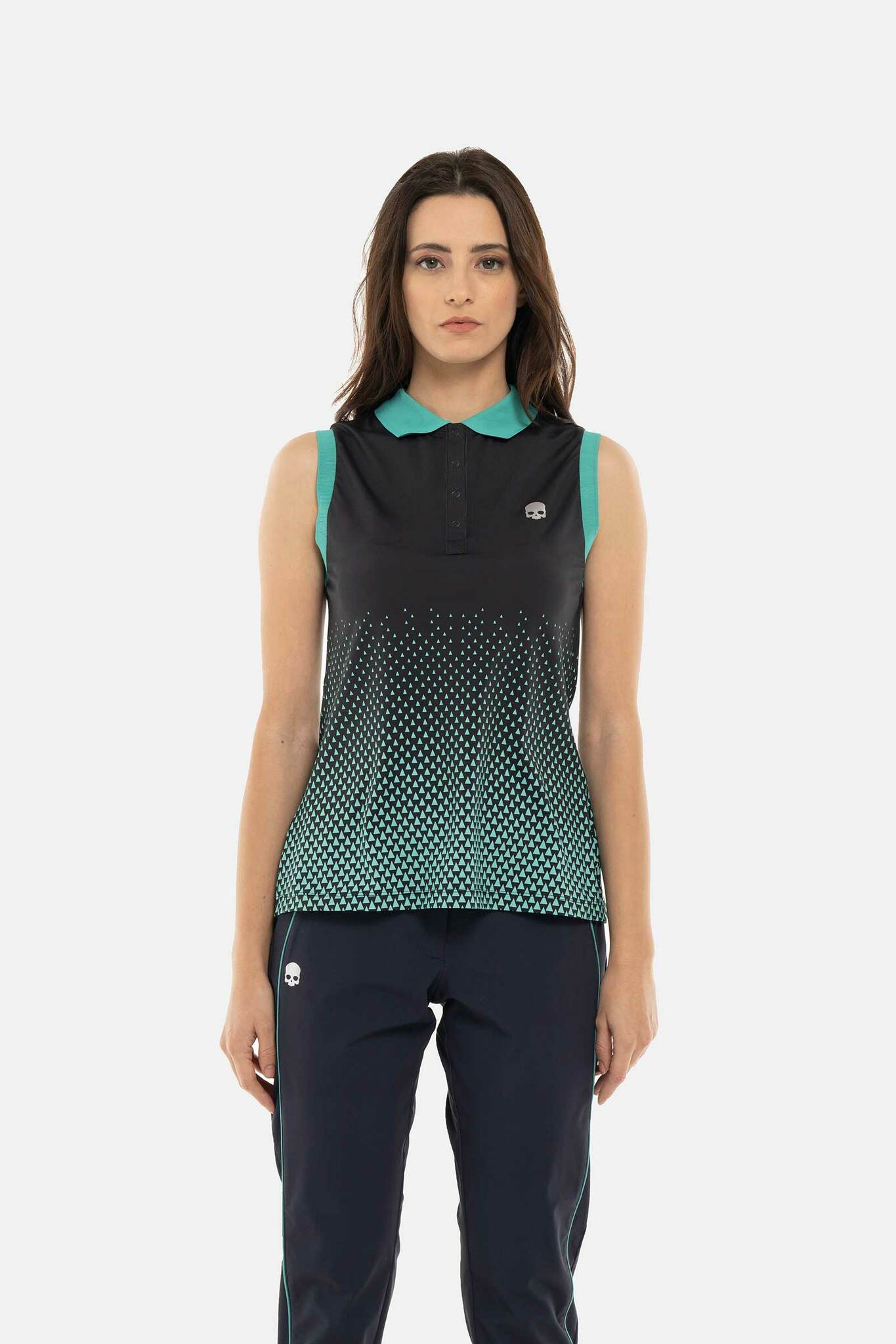 Женское поло Hydrogen GEOMETRIC DEGRADE’ TECH SLEVELESS POLO (GI1003), черный