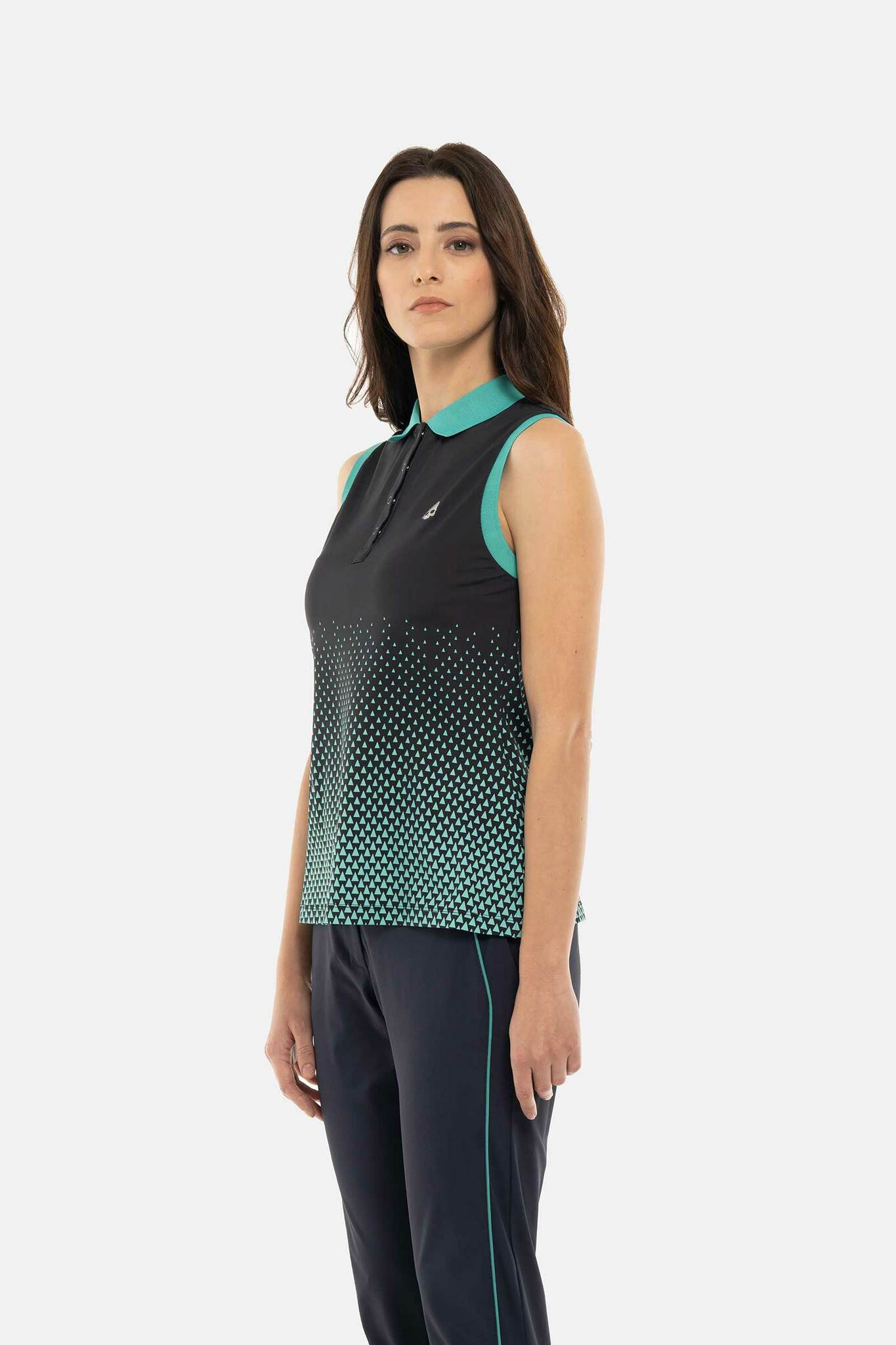 Женское поло Hydrogen GEOMETRIC DEGRADE’ TECH SLEVELESS POLO (GI1003), черный