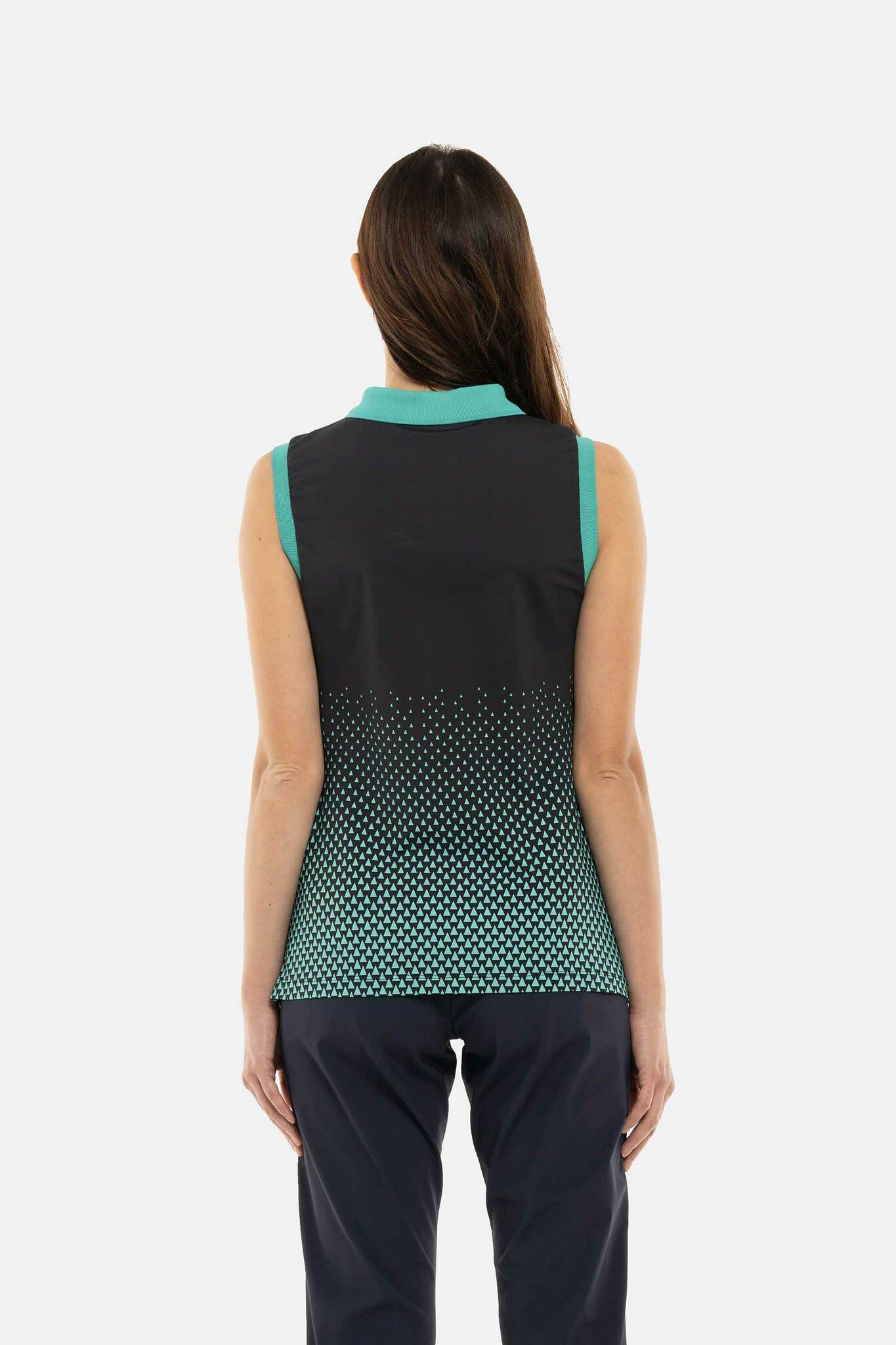 Женское поло Hydrogen GEOMETRIC DEGRADE’ TECH SLEVELESS POLO (GI1003), черный