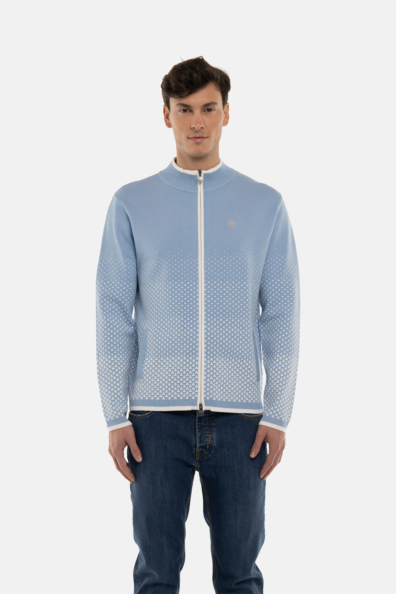 Кофта HYDROGEN GEOMETRIC DEGRADE’ FZ KNITTED (GM0001), голубой