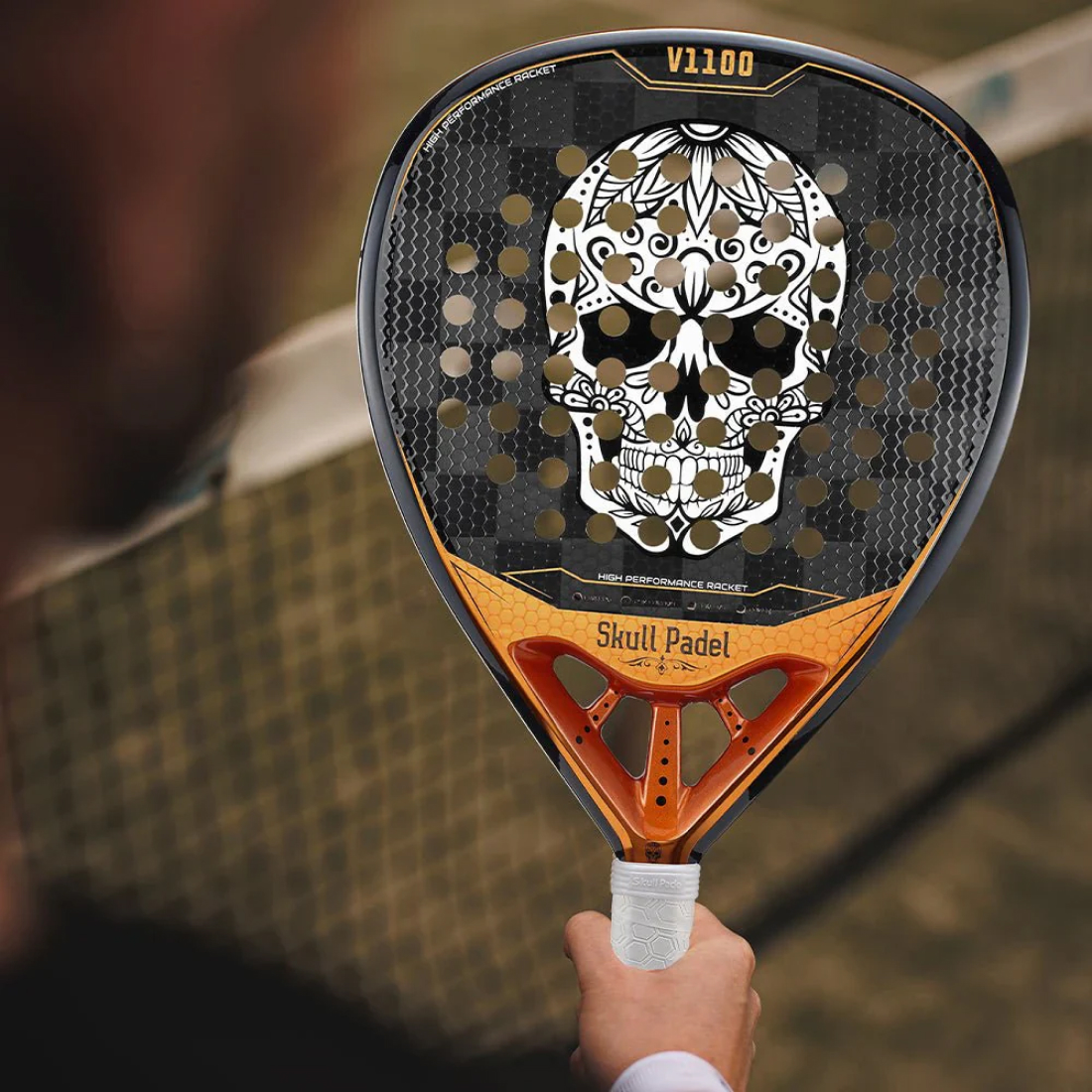Ракетка для падела SkullPadel V1100 Black Cooper 24K