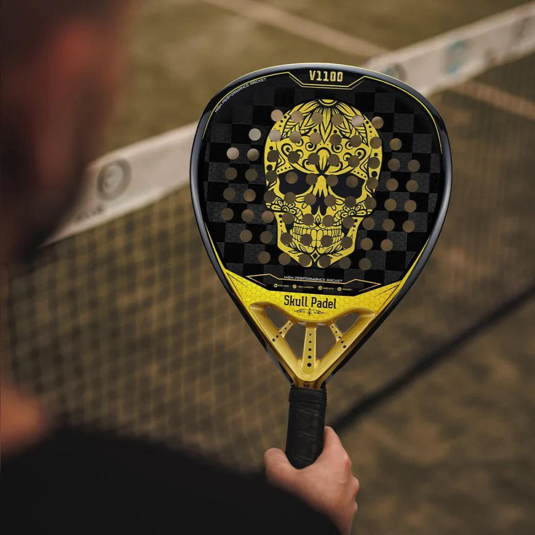 Ракетка для падела SkullPadel V1100 Black Gold 24K