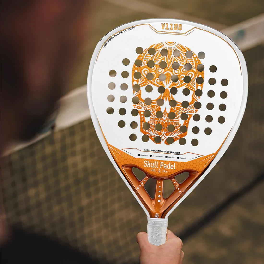 Ракетка для падела SkullPadel V1100 White Cooper 24K