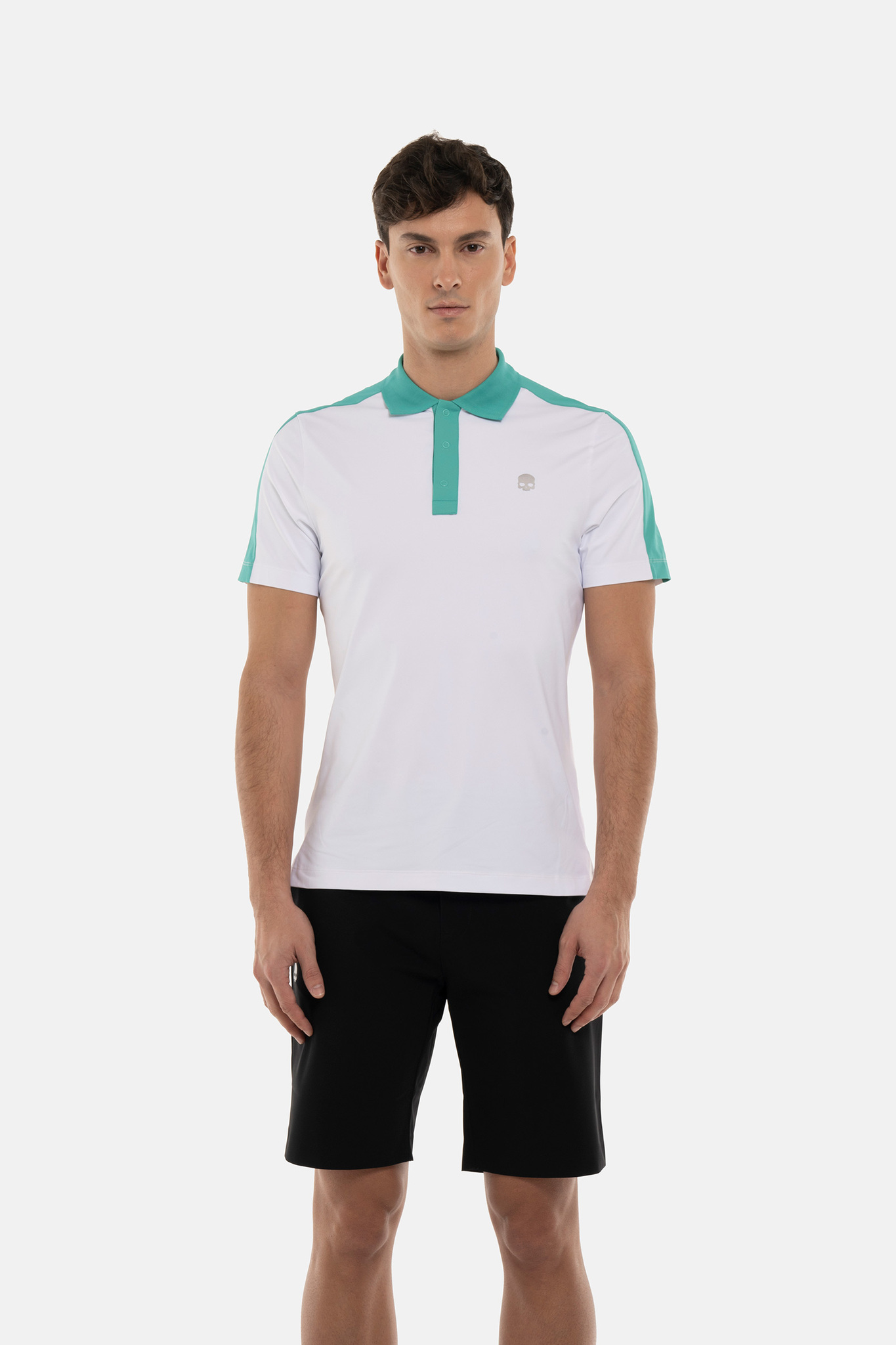 Мужское поло HYDROGEN PAINTED TARTAN SKULL TECH POLO (GL0004), белый