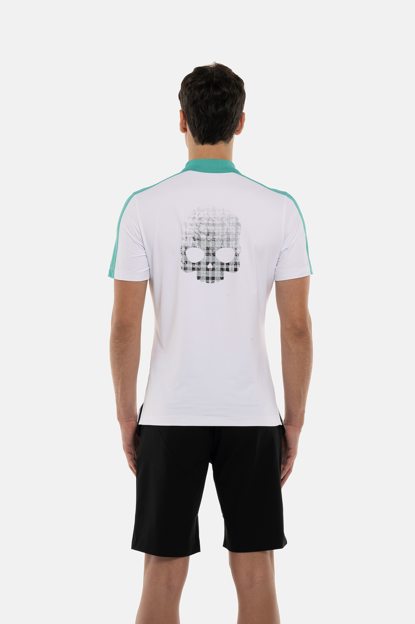 Мужское поло HYDROGEN PAINTED TARTAN SKULL TECH POLO (GL0004), белый