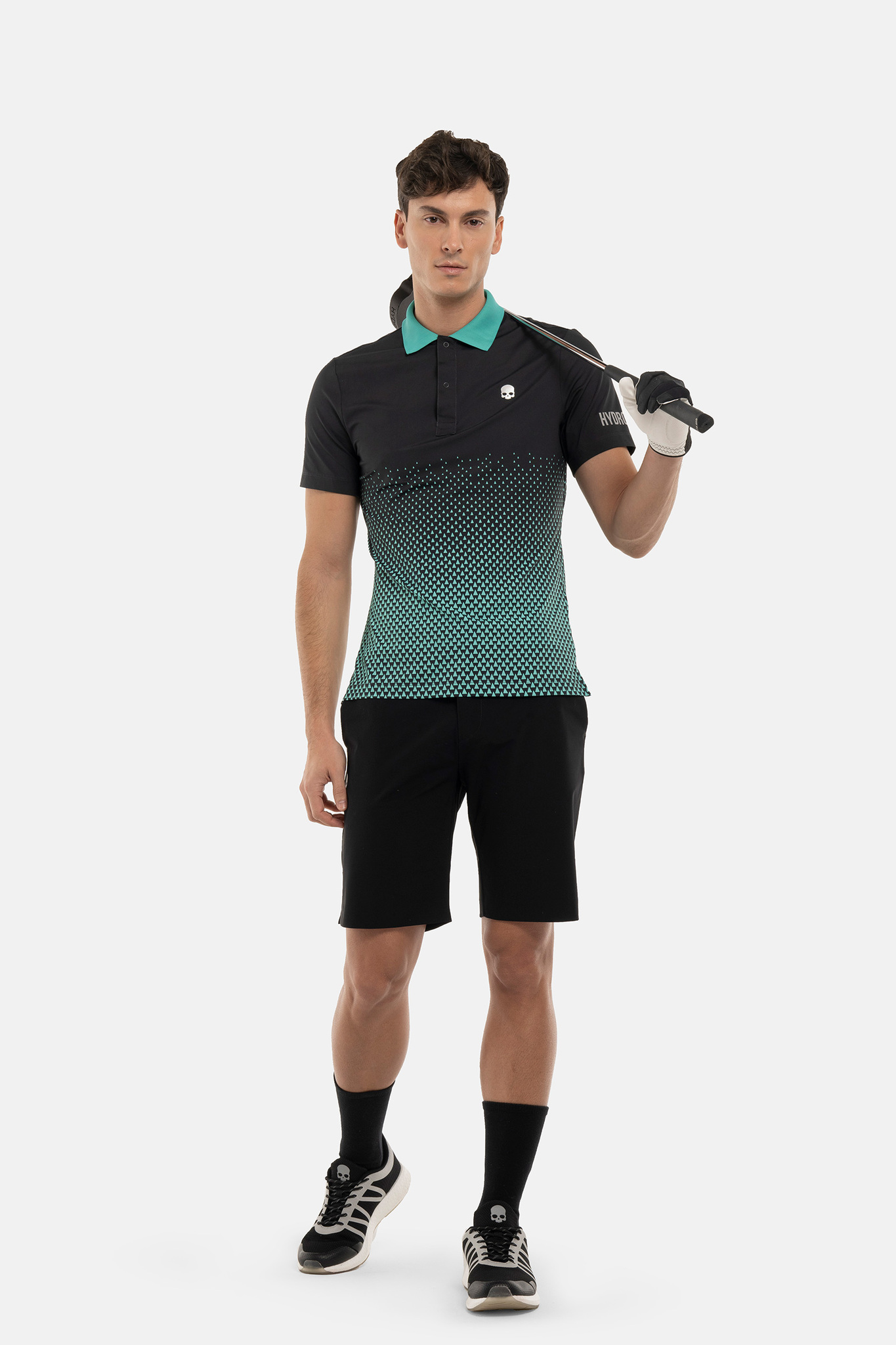 Мужское поло HYDROGEN GEOMETRIC DEGRADE’ TECH POLO (GL0005), черный