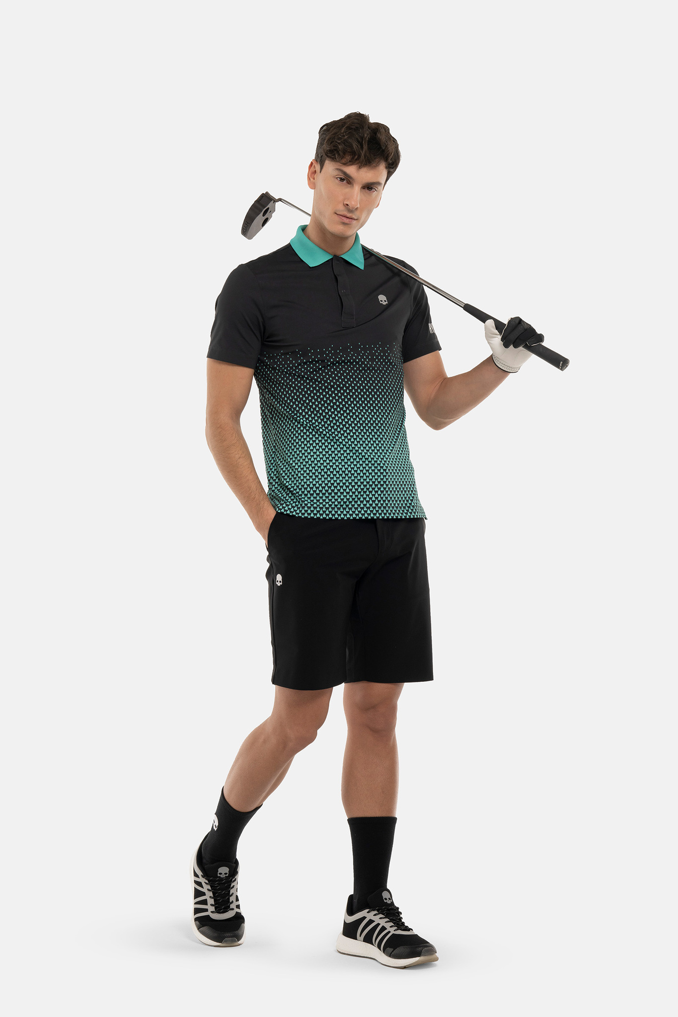 Мужское поло HYDROGEN GEOMETRIC DEGRADE’ TECH POLO (GL0005), черный