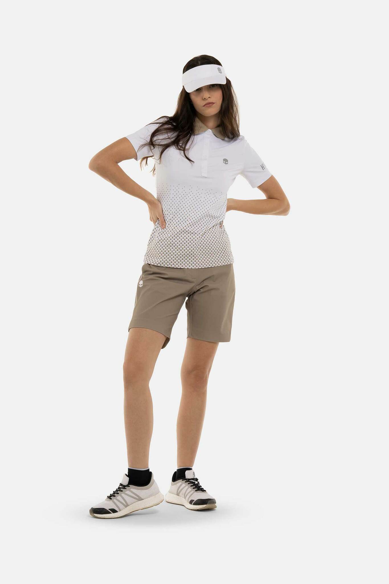 Женское поло Hydrogen GEOMETRIC DEGRADE’ TECH (GL1005), белый