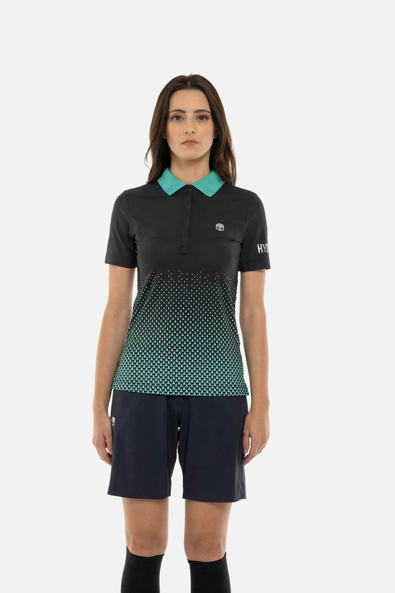 Женское поло Hydrogen GEOMETRIC DEGRADE’ TECH (GL1005), белый