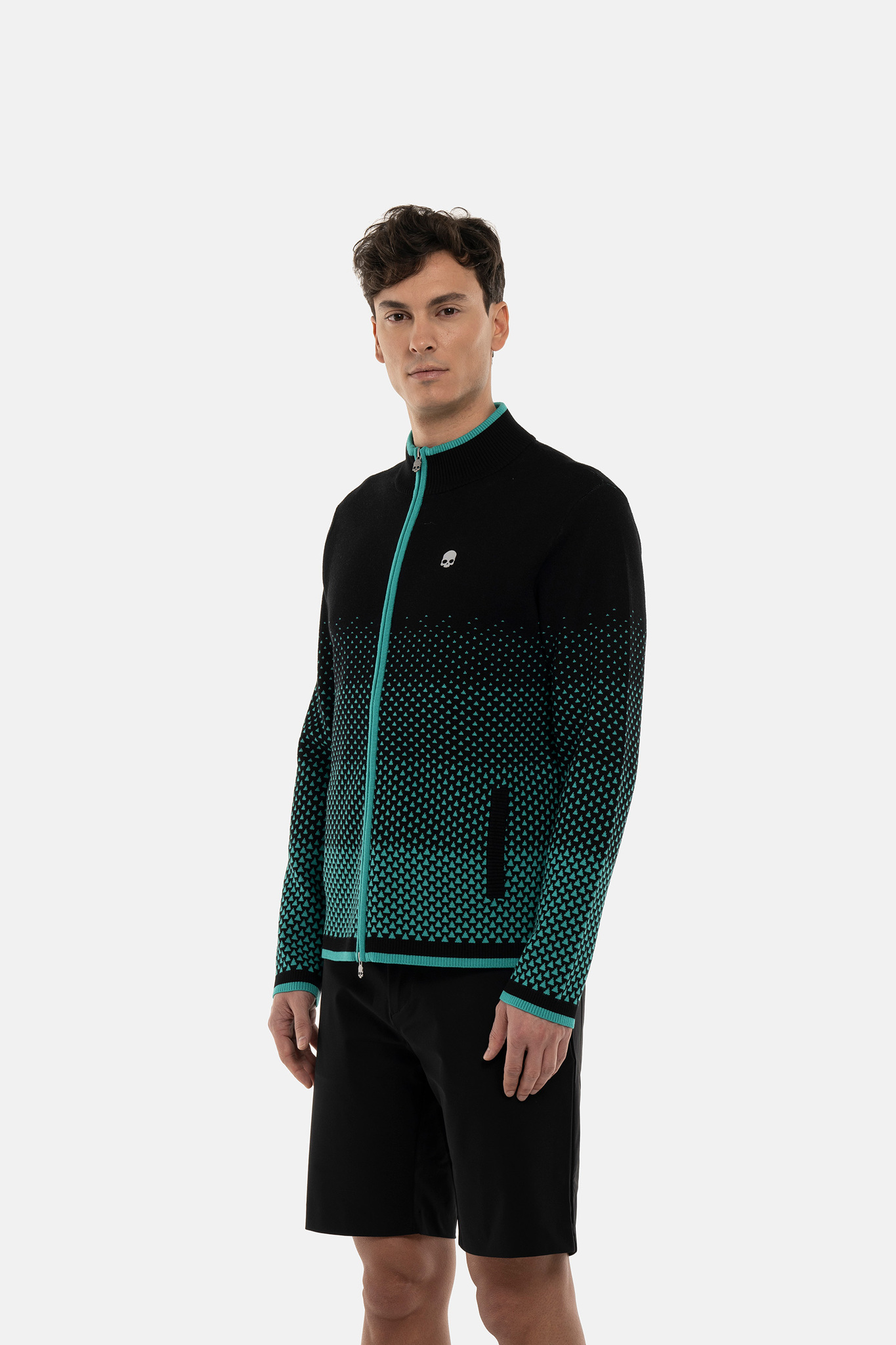 Кофта HYDROGEN GEOMETRIC DEGRADE’ FZ KNITTED (GM0001), черный