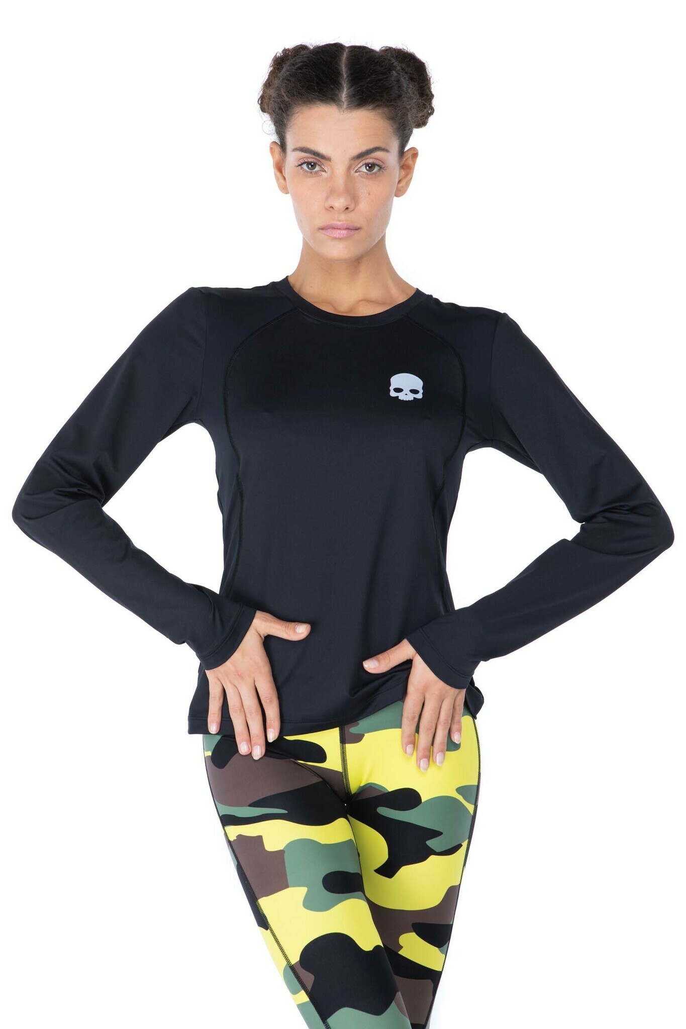 Женская футболка Hydrogen SECOND SKIN MESH LS (R01403), черный