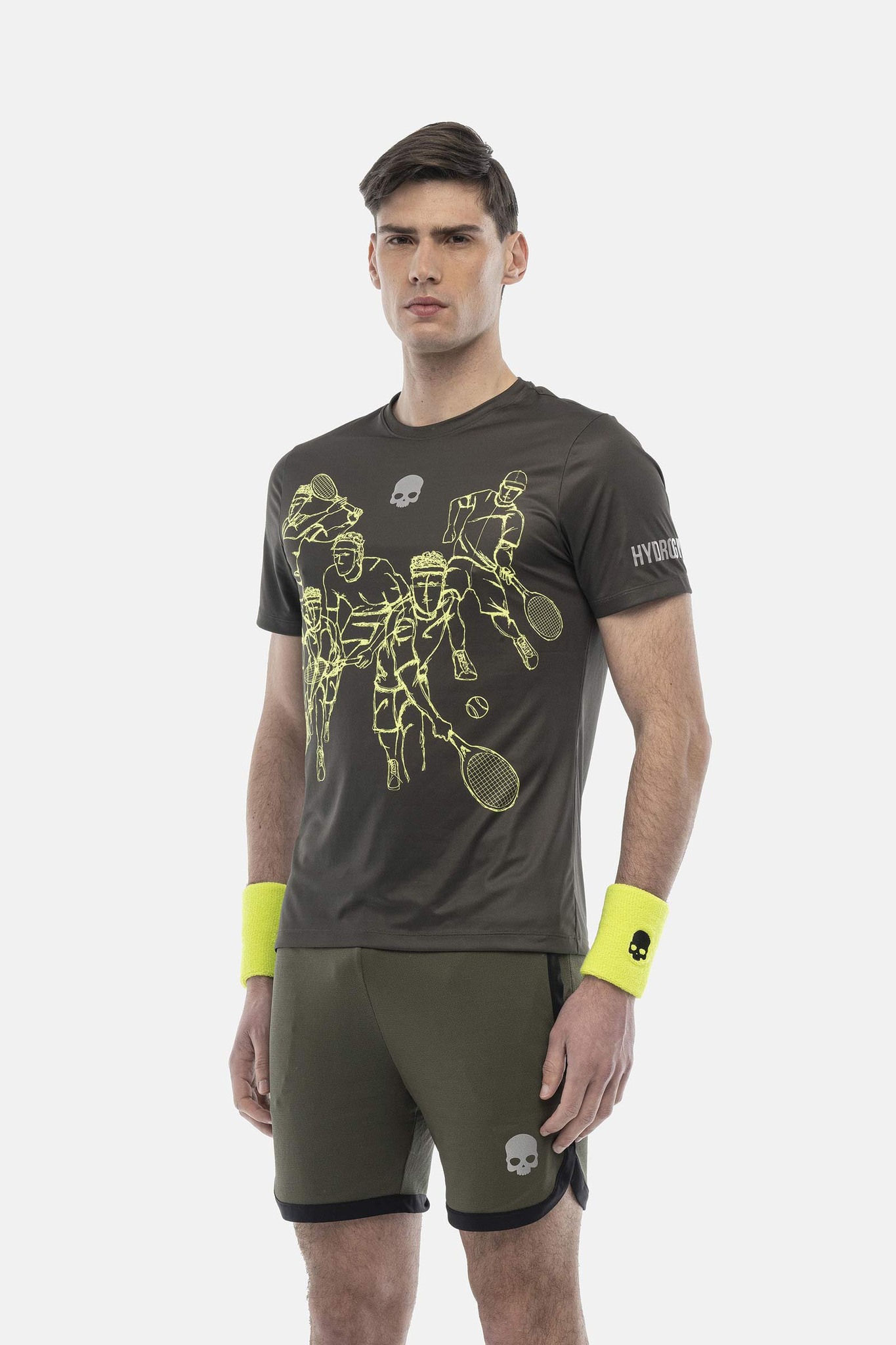 Мужская теннисная футболка HYDROGEN SKETCH TECH T-SHIRT (TT0019-M62), зеленый