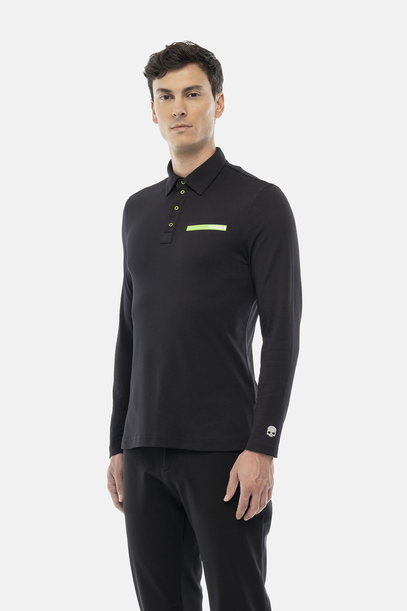 Мужское поло Hydrogen RUBBER LOGO TECH POLO LS (GI0008-007), черный