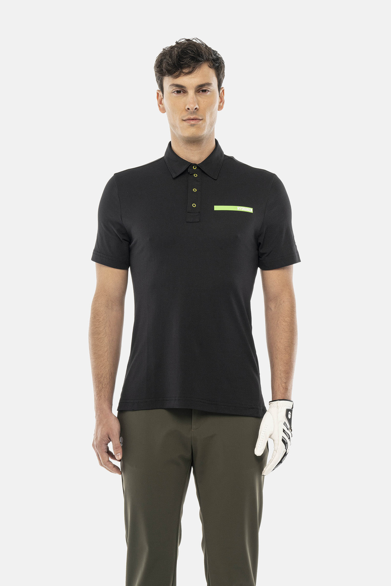 Мужское поло Hydrogen RUBBER LOGO TECH POLO (GL0013-007), черный