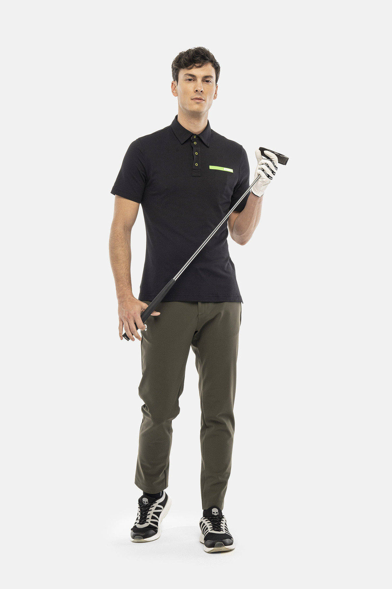 Мужское поло Hydrogen RUBBER LOGO TECH POLO (GL0013-007), черный