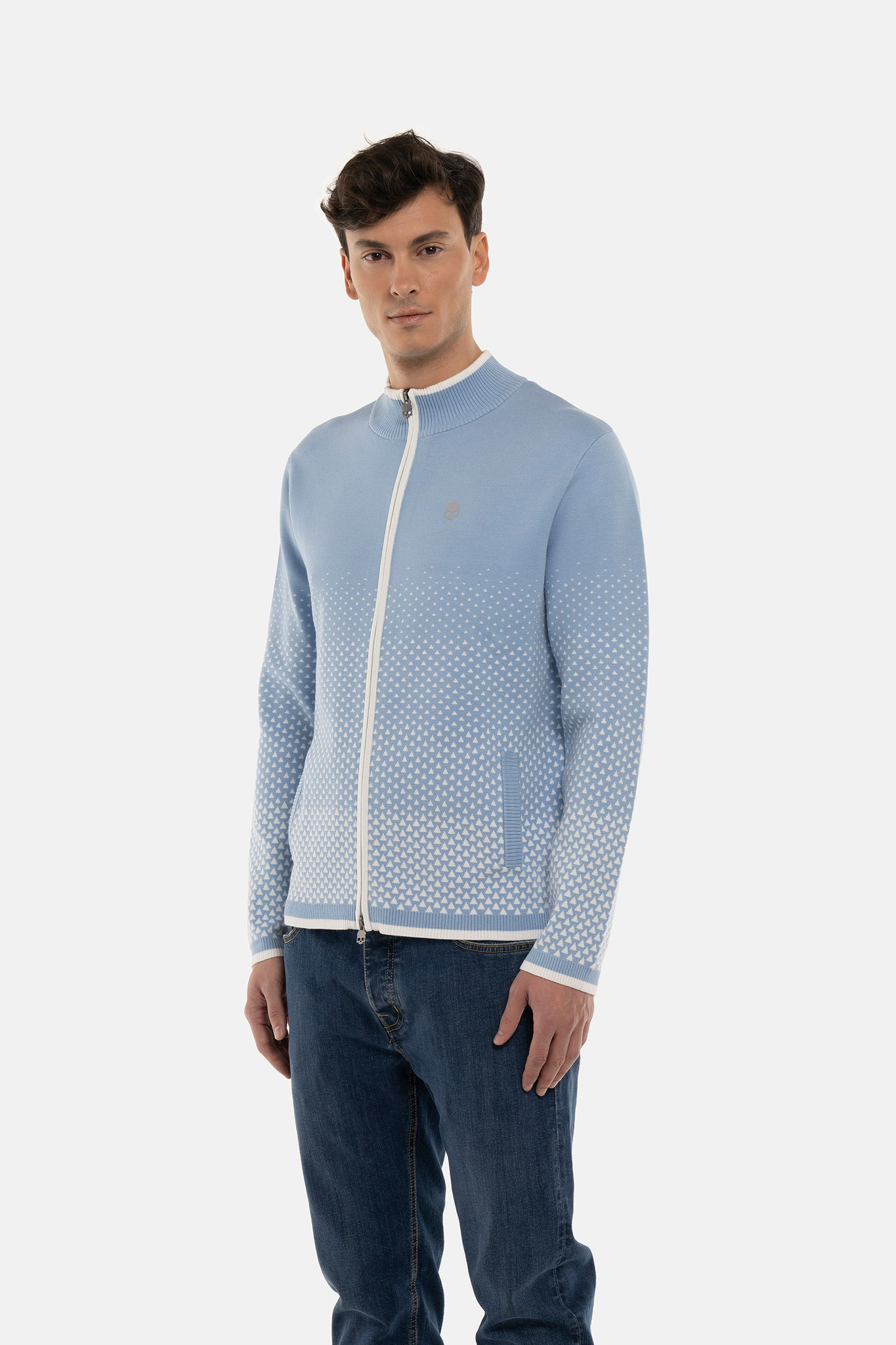 Кофта HYDROGEN GEOMETRIC DEGRADE’ FZ KNITTED (GM0001), голубой