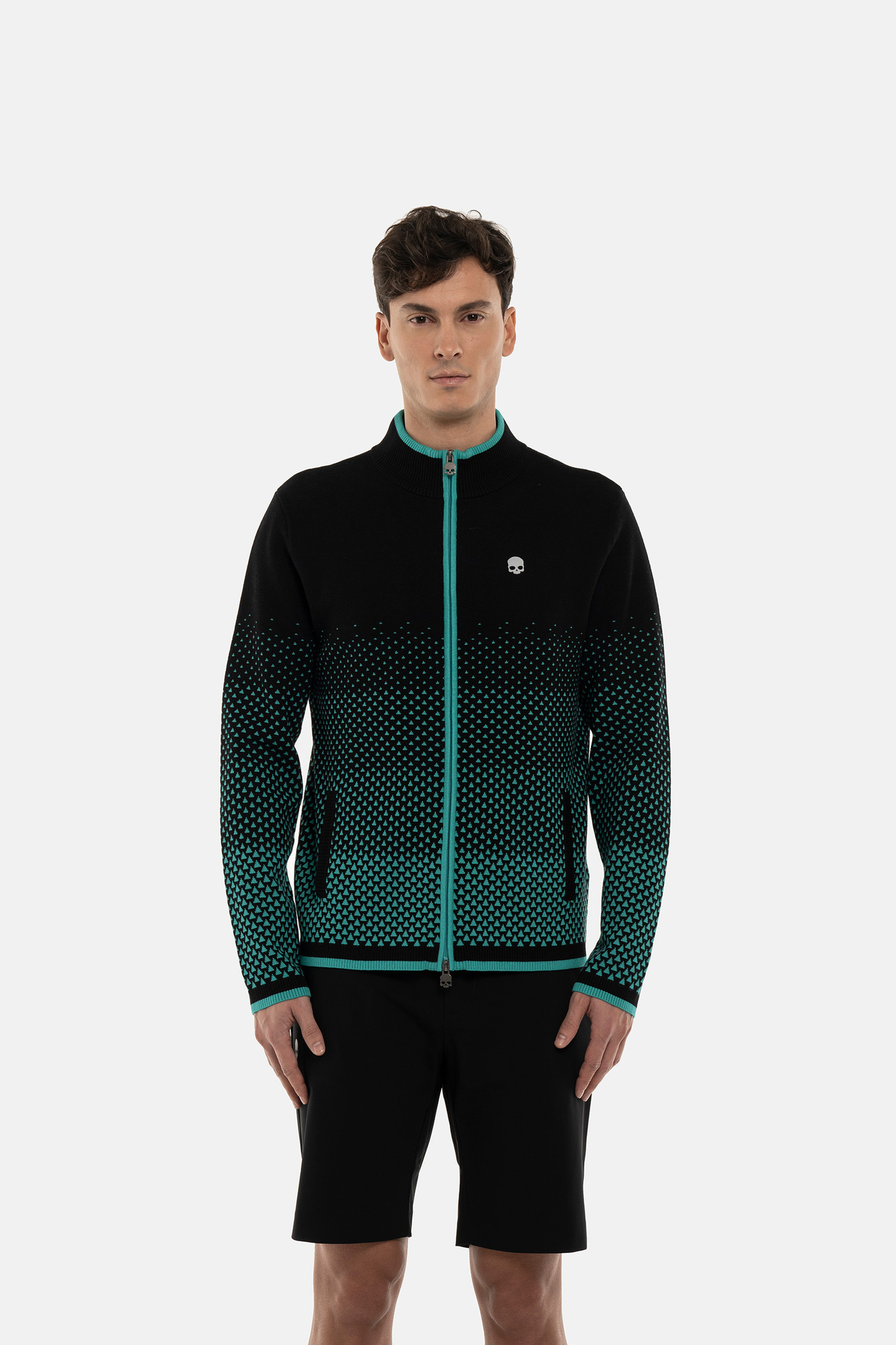 Кофта HYDROGEN GEOMETRIC DEGRADE’ FZ KNITTED (GM0001), голубой
