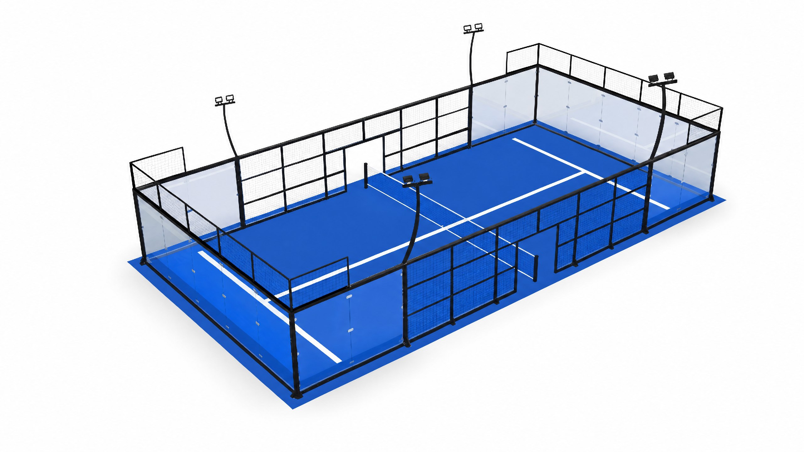 Panoramic корт для падела Ros-padel (класс Премиум) — для игры два на два 10×20 м