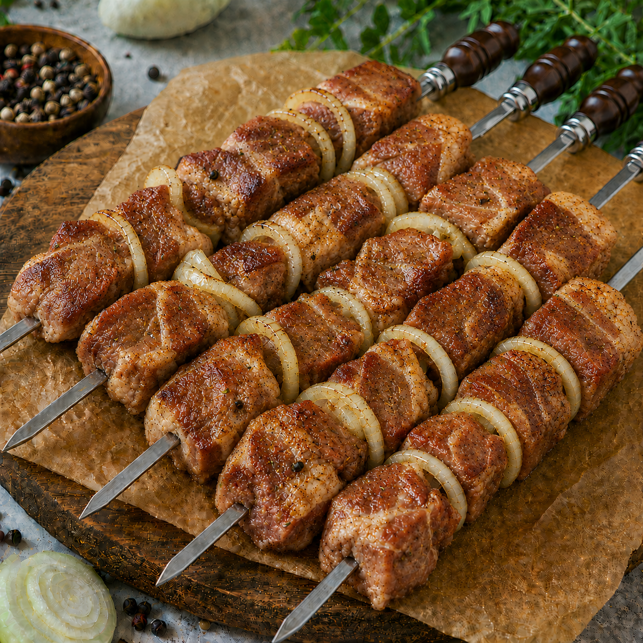 Шашлык из свиной лопатки в классическом маринаде