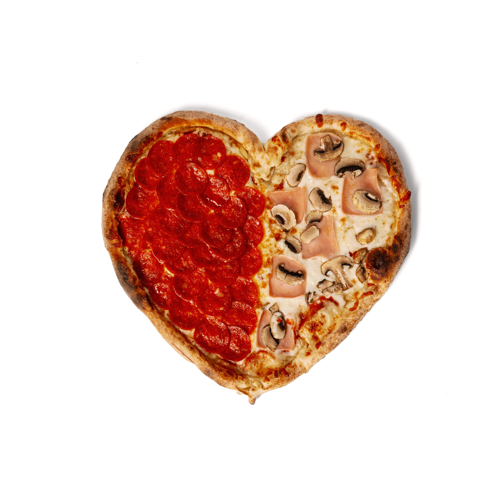 Пицца сердце пепперони+ветчина 