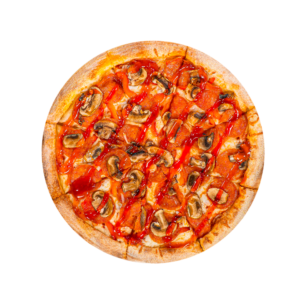 Пицца пепперони грибы