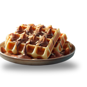 Бельгийские вафли с нутеллой и миндалем
